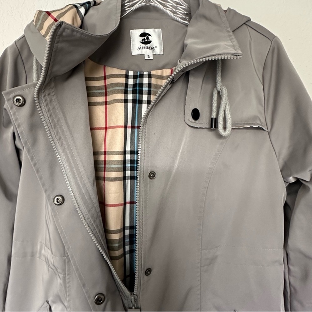 Two rain jackets. Women's Mauve Utility Jacket with Hood. - Picture 7 of 16